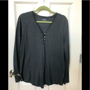 Eddie Bauer Dark Grey Thermal Weave Top GUC